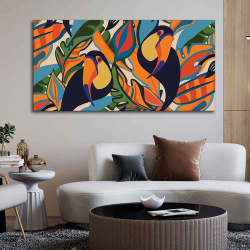Abstract Art Toucans Wall Painting