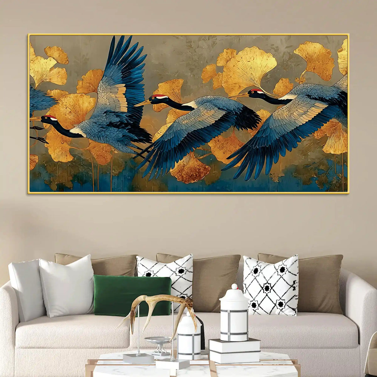 Abstract Birds Canvas Wall Painting for Home Interiors
