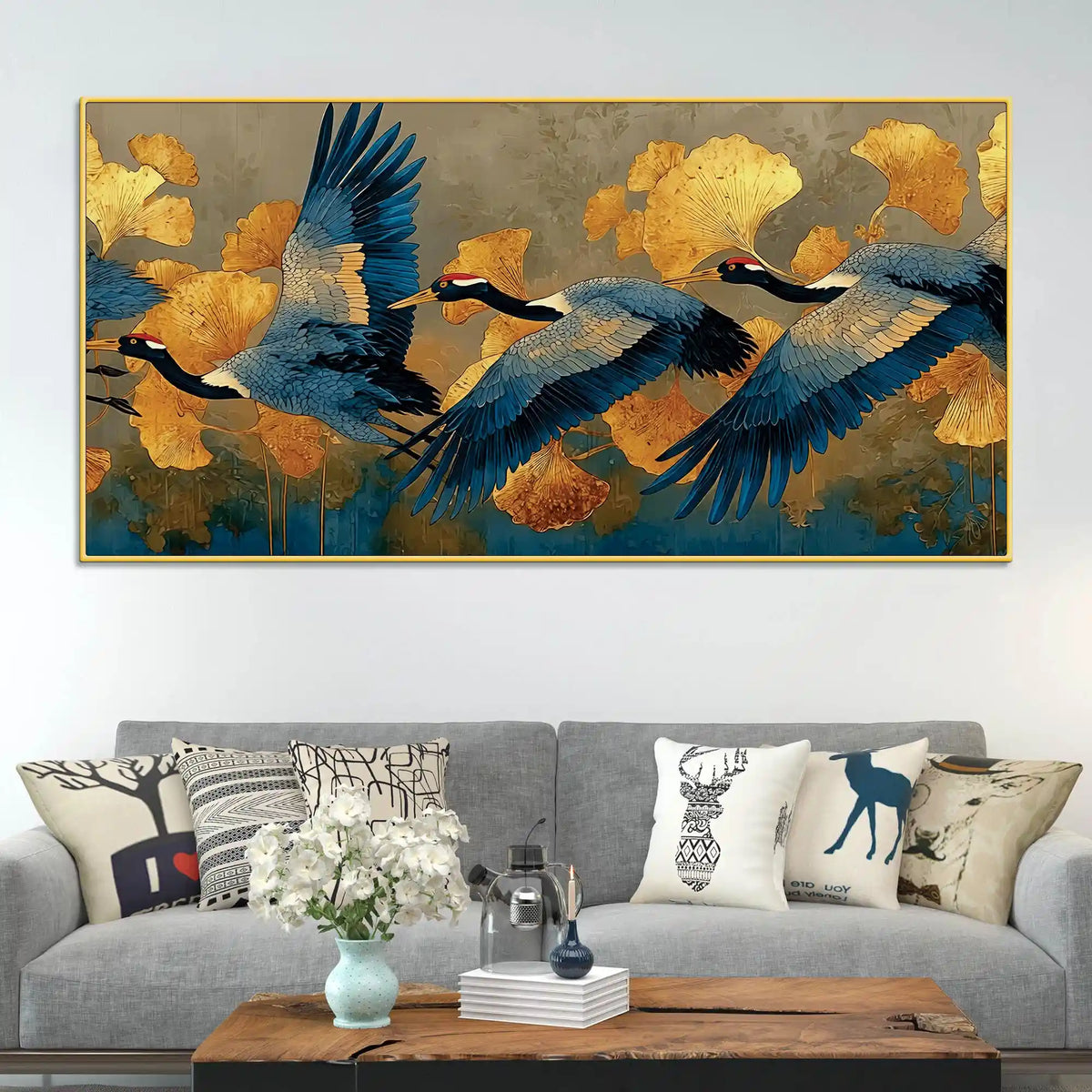 Abstract Birds Canvas Wall Painting for Home Interiors