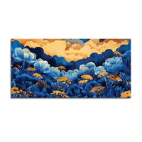 Abstract Blue Floral Canvas Wall Painting for Living Room