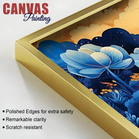 Abstract Blue Floral Canvas Wall Painting for Living Room