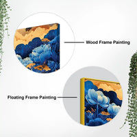Abstract Blue Floral Canvas Wall Painting for Living Room