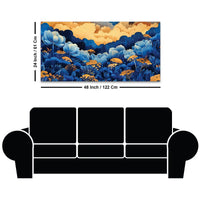 Abstract Blue Floral Canvas Wall Painting for Living Room