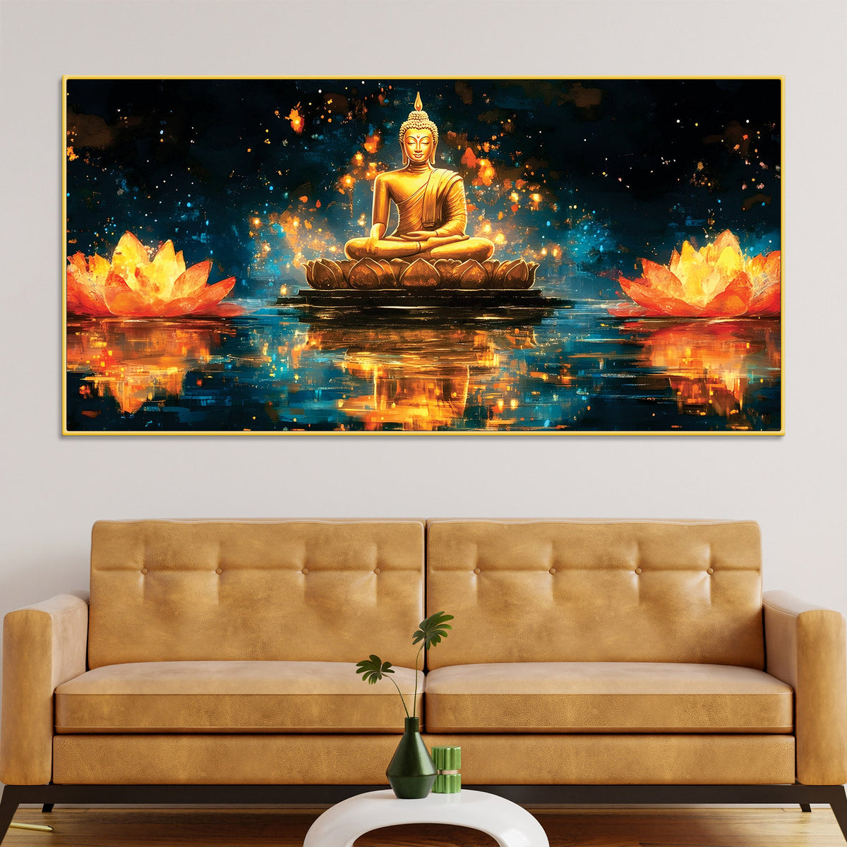 Abstract Buddha Wall Painting – Meditation Room Decor