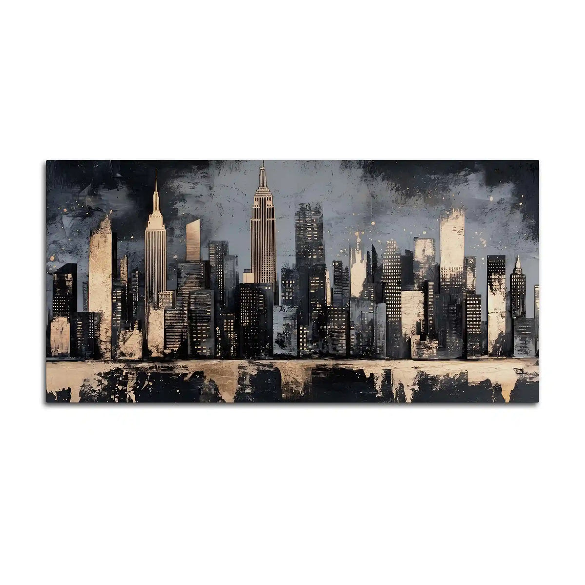 Abstract City Skyline Canvas Painting for Office Home Decor