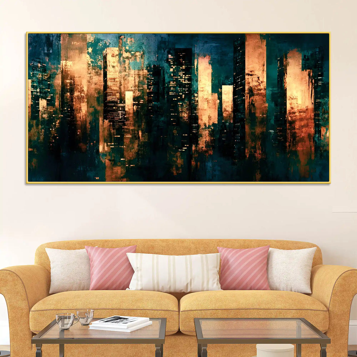 Abstract Cityscape Canvas Wall Art Painting for Living Room