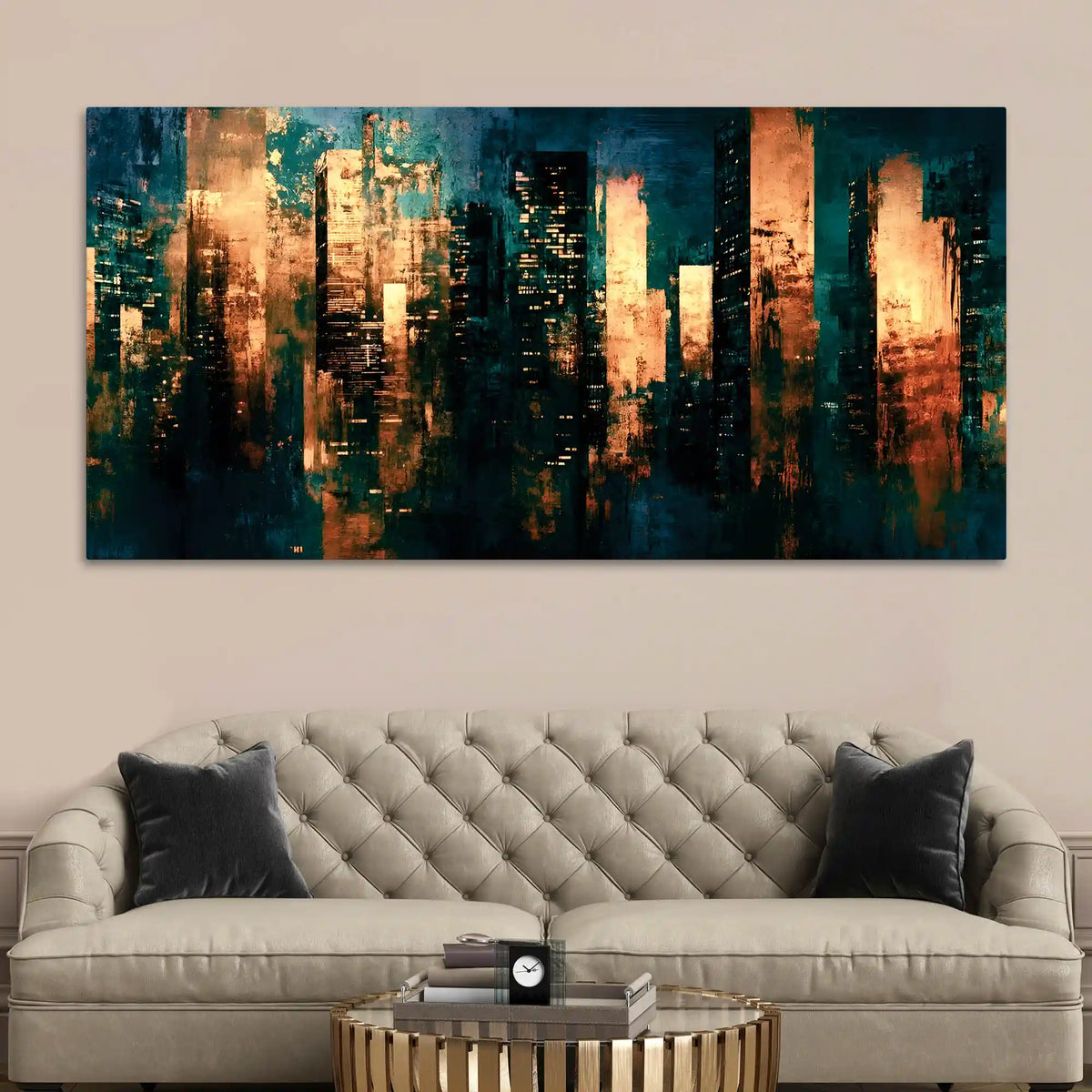 Abstract Cityscape Canvas Wall Art Painting for Living Room