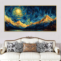 Abstract Cosmic Sky Mountain Canvas Painting for Home Décor