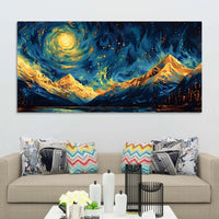 Abstract Cosmic Sky Mountain Canvas Painting for Home Décor