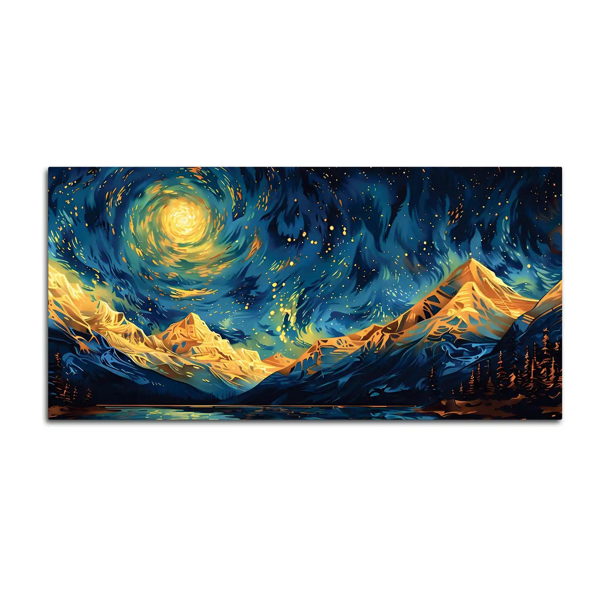 Abstract Cosmic Sky Mountain Canvas Painting for Home Décor