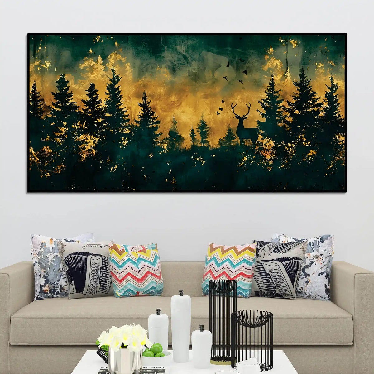 Abstract Dark Forest Canvas Painting for Living Room Décor