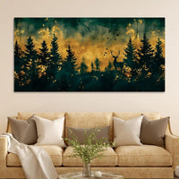 Abstract Dark Forest Canvas Painting for Living Room Décor