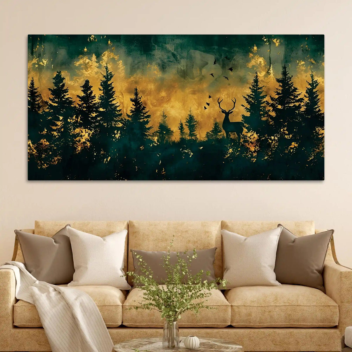 Abstract Dark Forest Canvas Painting for Living Room Décor