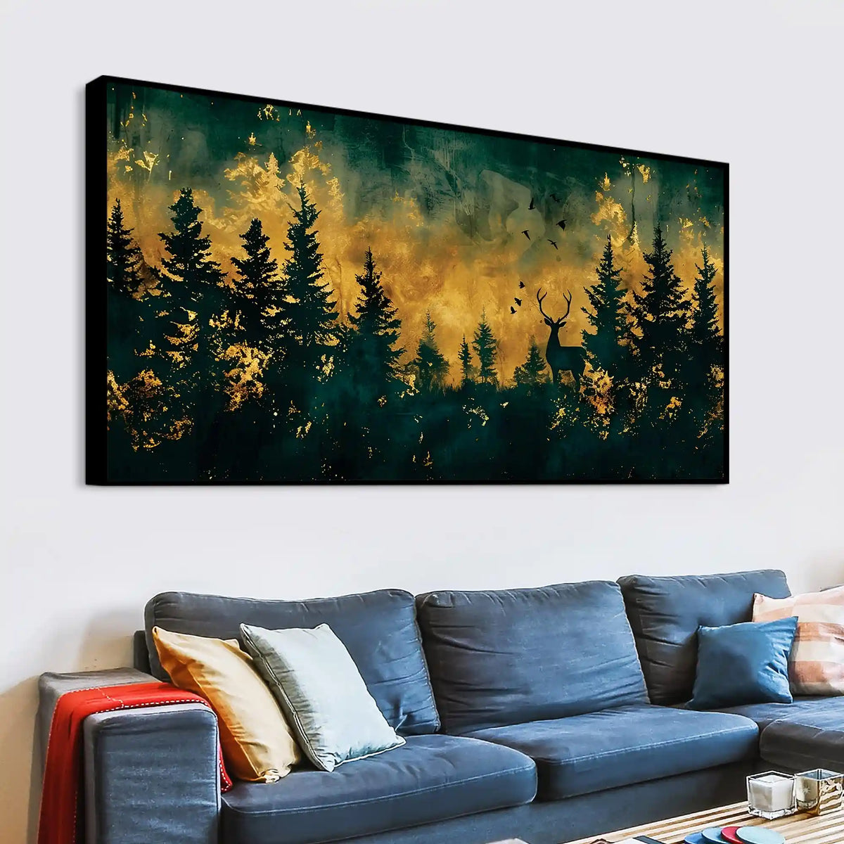 Abstract Dark Forest Canvas Painting for Living Room Décor