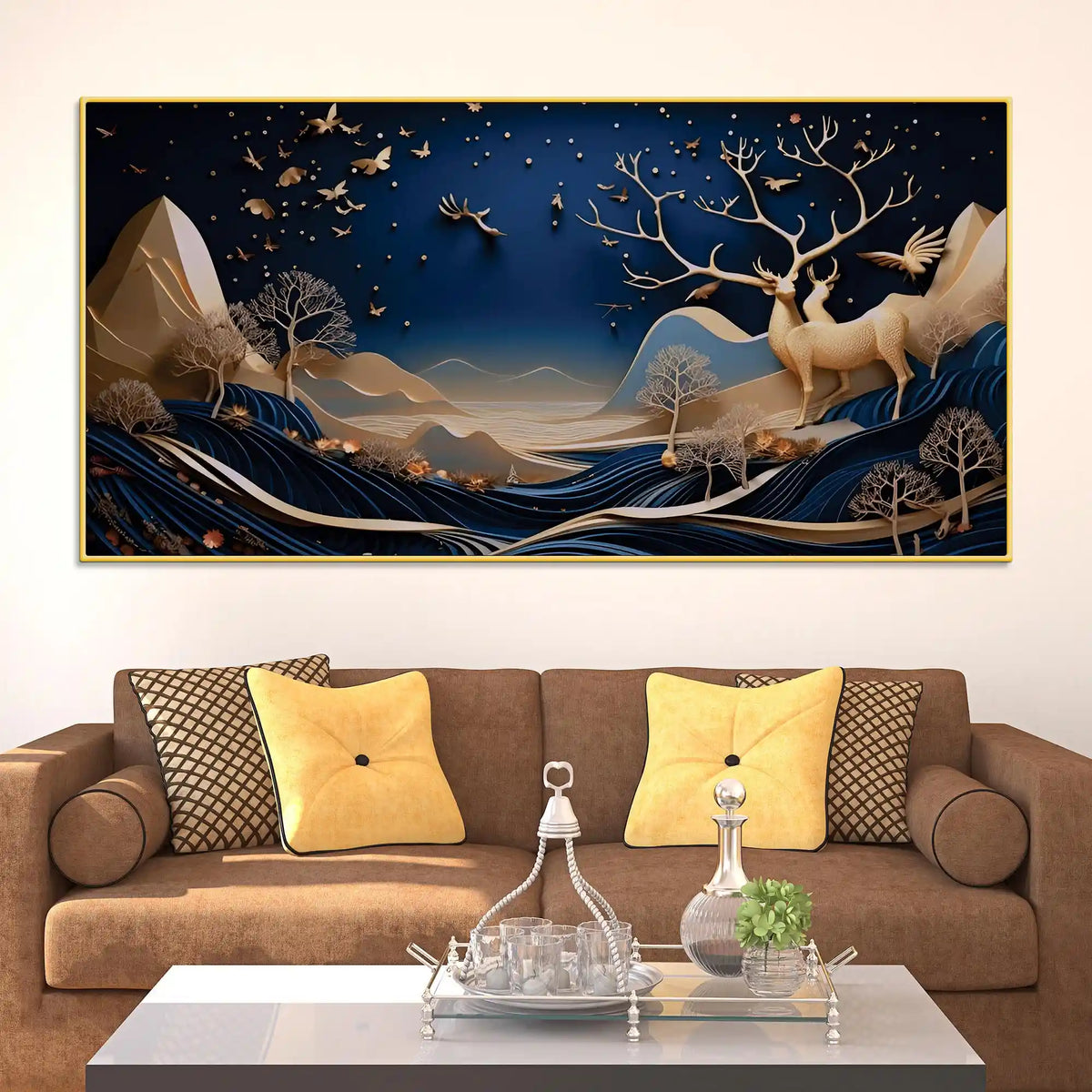 Abstract Deer Canvas Painting for Modern Home