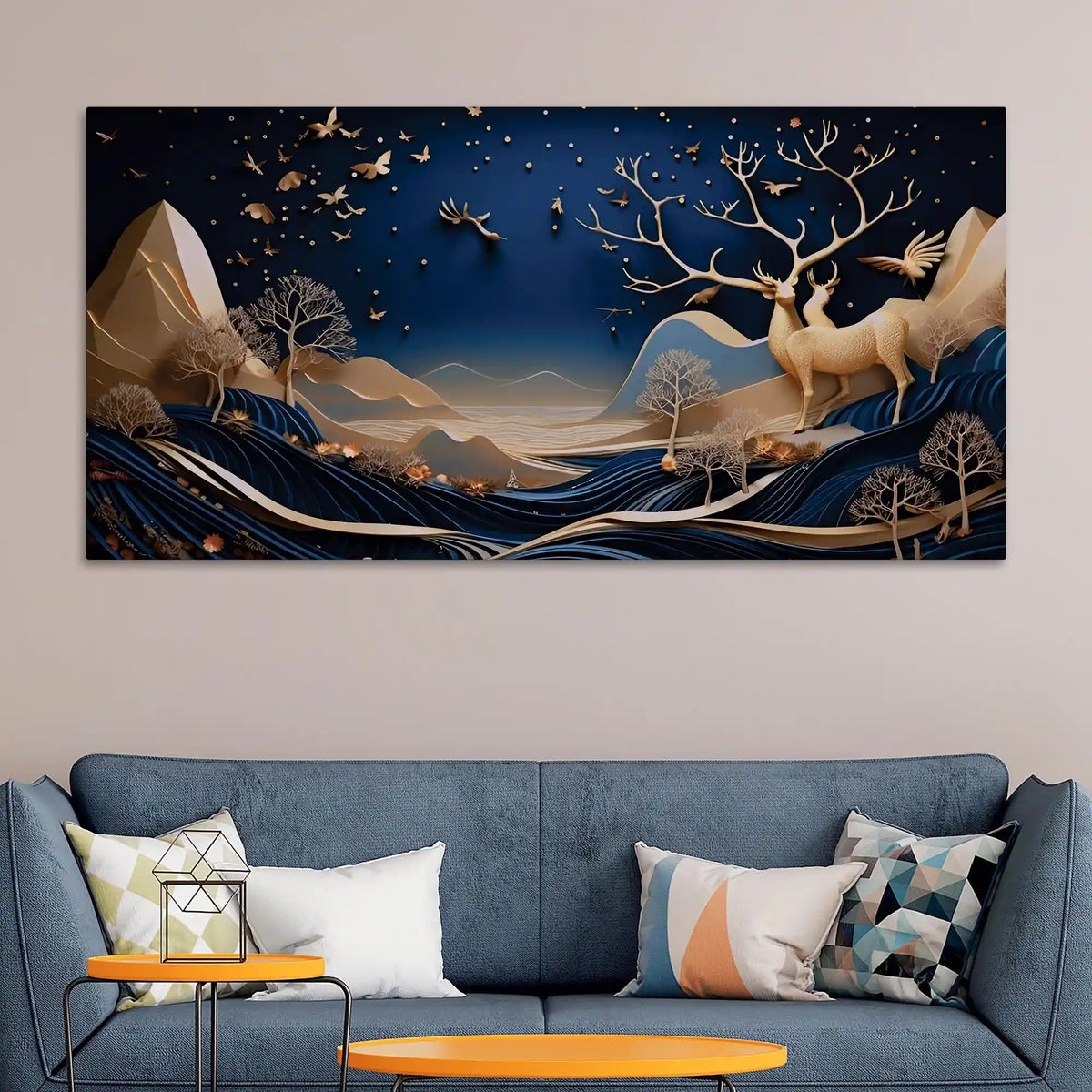 Abstract Deer Canvas Painting for Modern Home