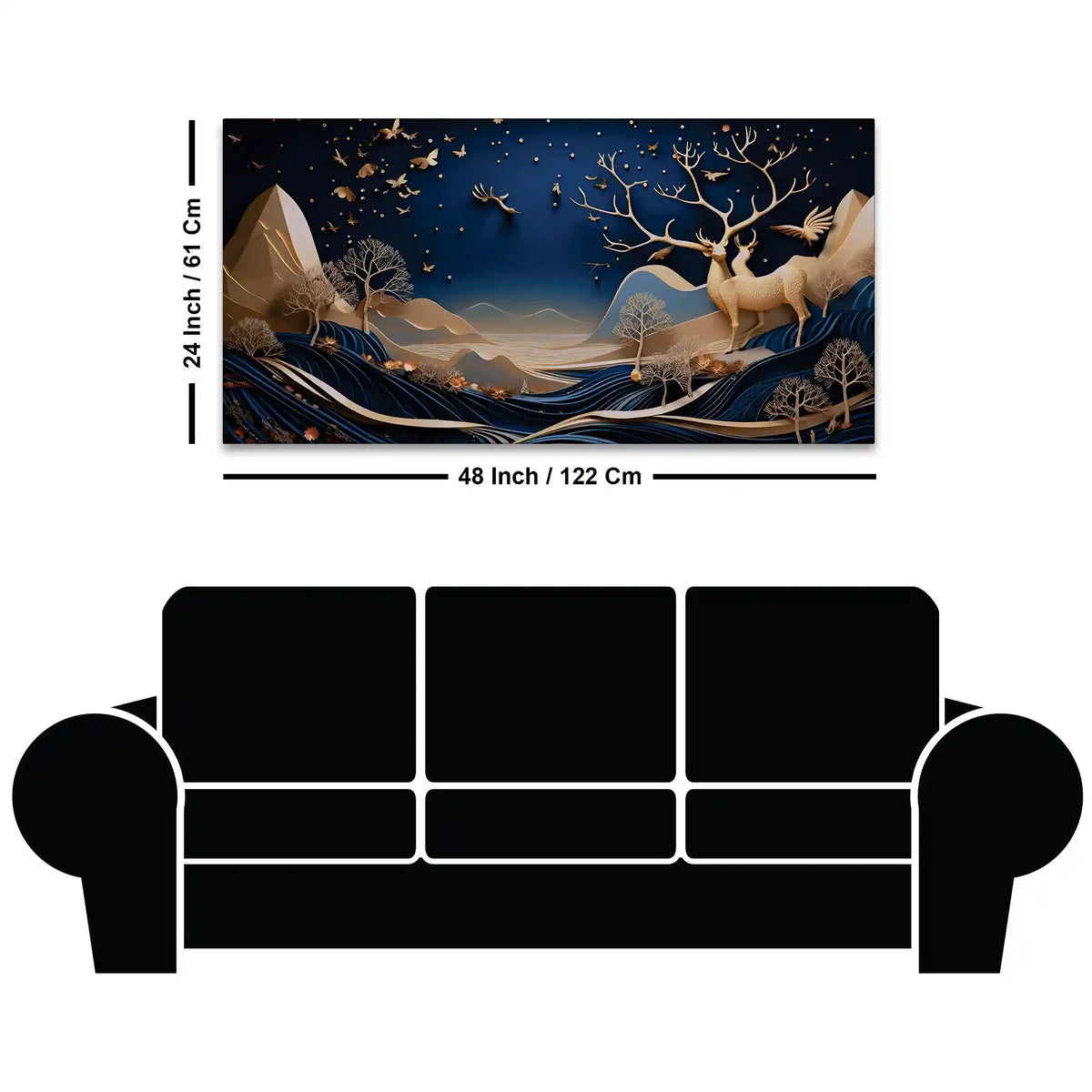 Abstract Deer Canvas Painting for Modern Home
