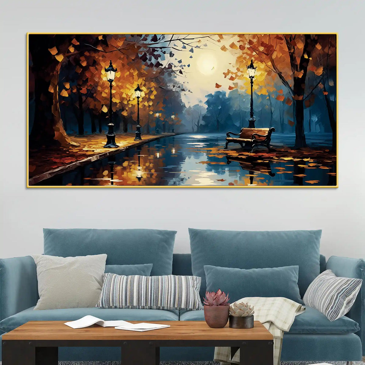 Abstract Fall Season Canvas Painting for Living Room