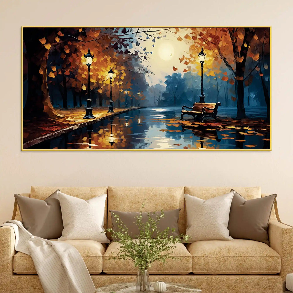 Abstract Fall Season Canvas Painting for Living Room