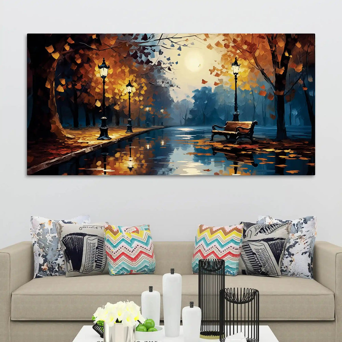 Abstract Fall Season Canvas Painting for Living Room