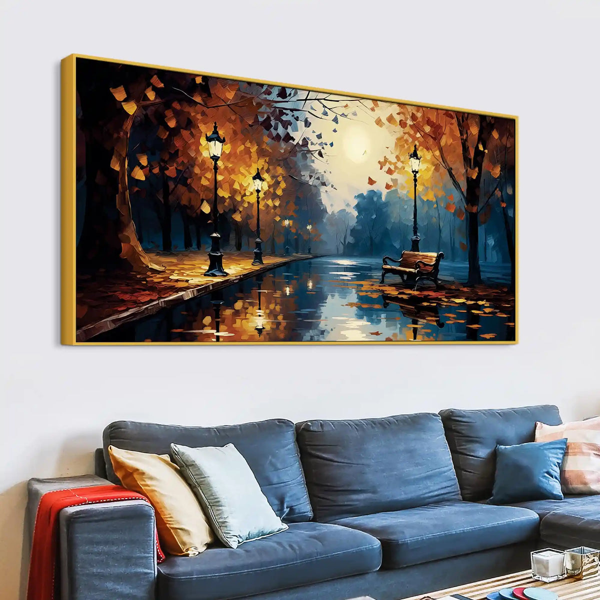 Abstract Fall Season Canvas Painting for Living Room