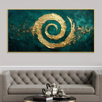Abstract Gold Spiral Canvas Painting for Home