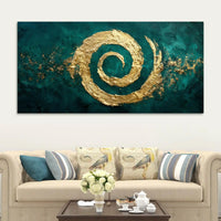 Abstract Gold Spiral Canvas Painting for Home