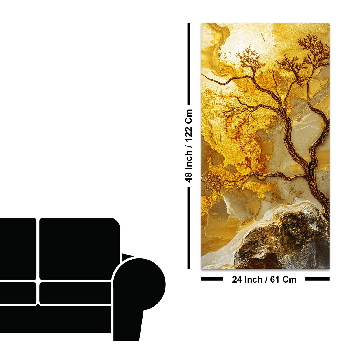 Abstract Golden Artistic Tree Art Canvas Wall Painting