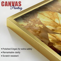 Abstract Golden Leaves Canvas Painting for Living Area