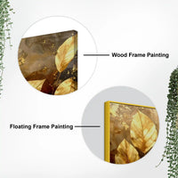 Abstract Golden Leaves Canvas Painting for Living Area