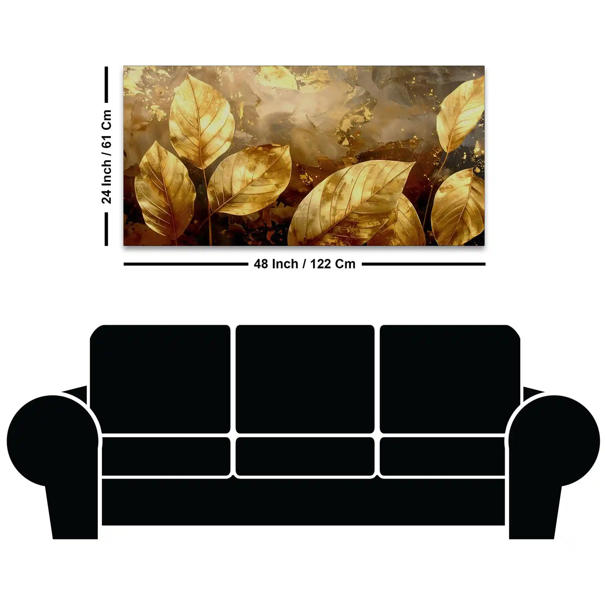 Abstract Golden Leaves Canvas Painting for Living Area