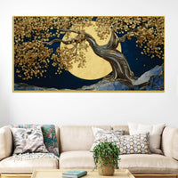 Abstract Golden Moon Nature Canvas Painting