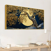 Abstract Golden Moon Nature Canvas Painting