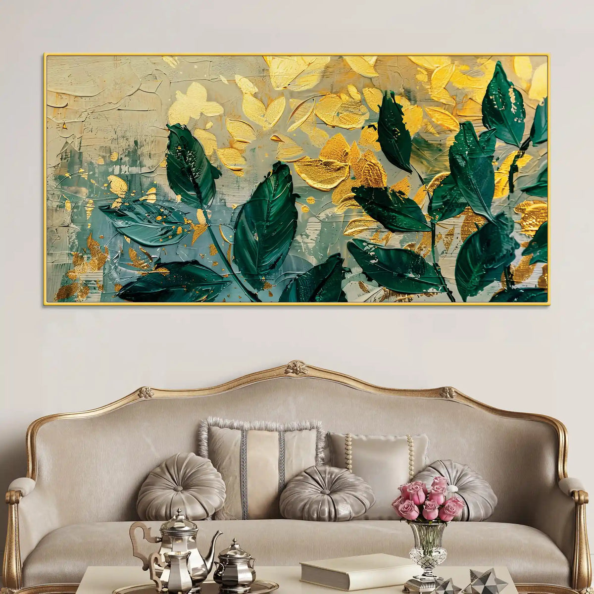 Abstract Leaves Canvas Wall Art Modern Painting for Bedroom