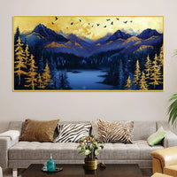 Abstract Mountain Lake Canvas Wall Art Painting for Wall Decor