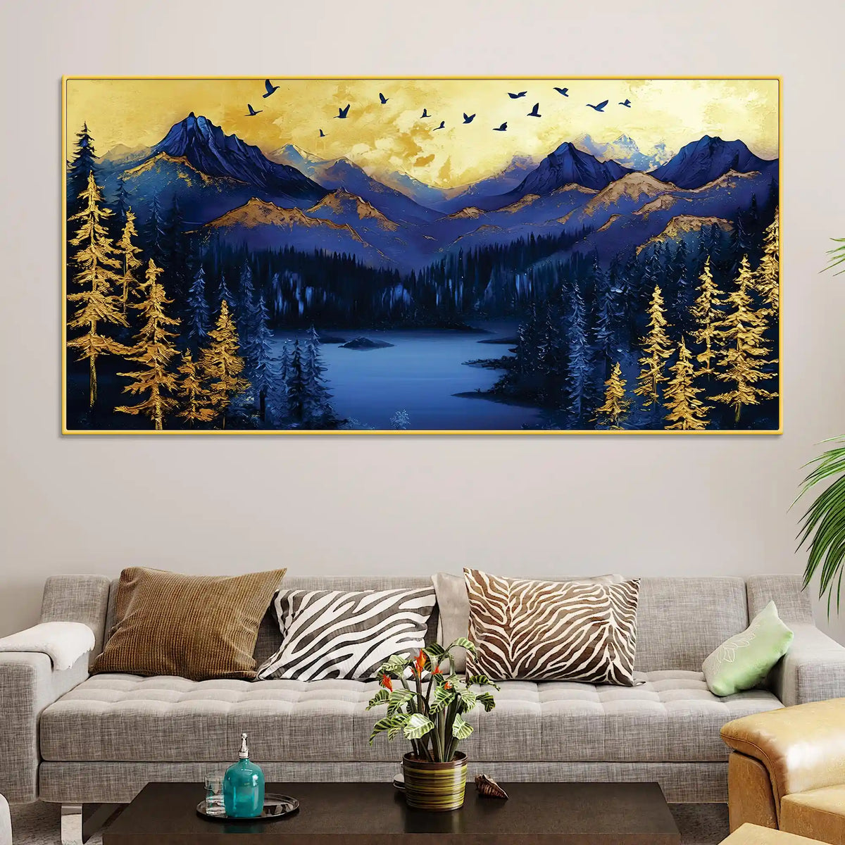 Abstract Mountain Lake Canvas Wall Art Painting for Wall Decor