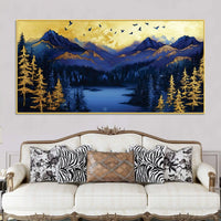 Abstract Mountain Lake Canvas Wall Art Painting for Wall Decor