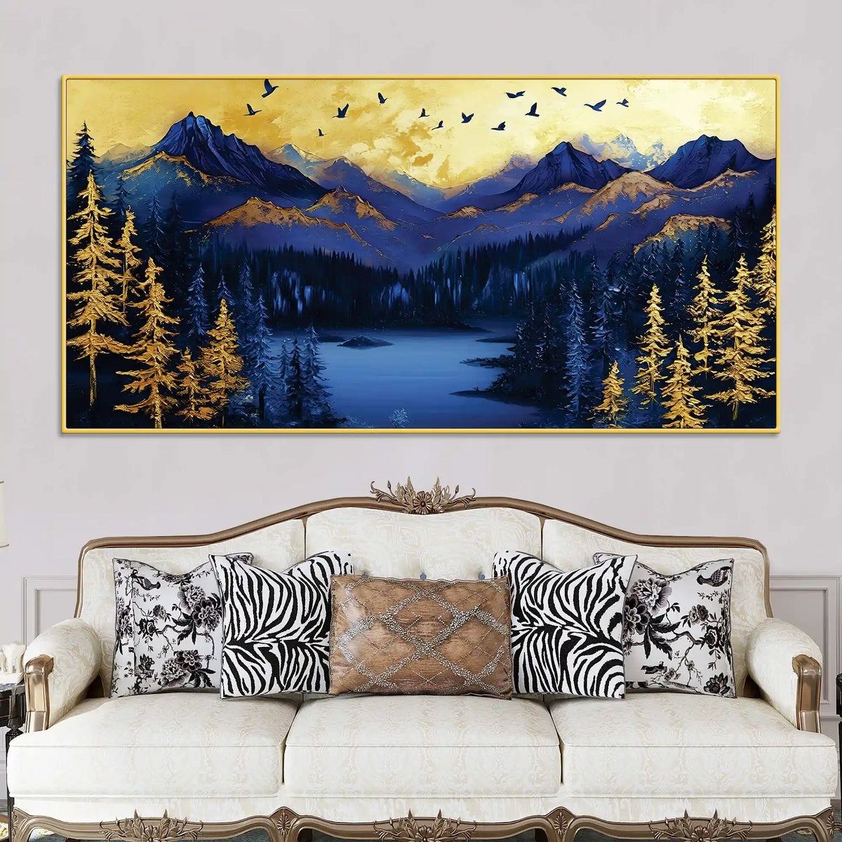 Abstract Mountain Lake Canvas Wall Art Painting for Wall Decor