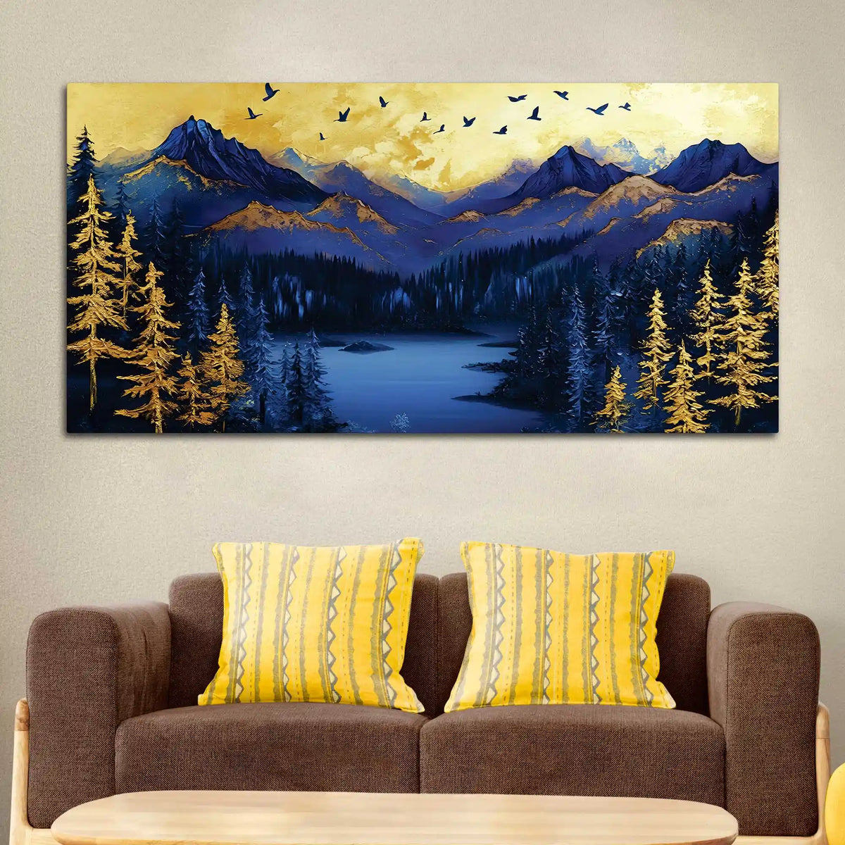 Abstract Mountain Lake Canvas Wall Art Painting for Wall Decor