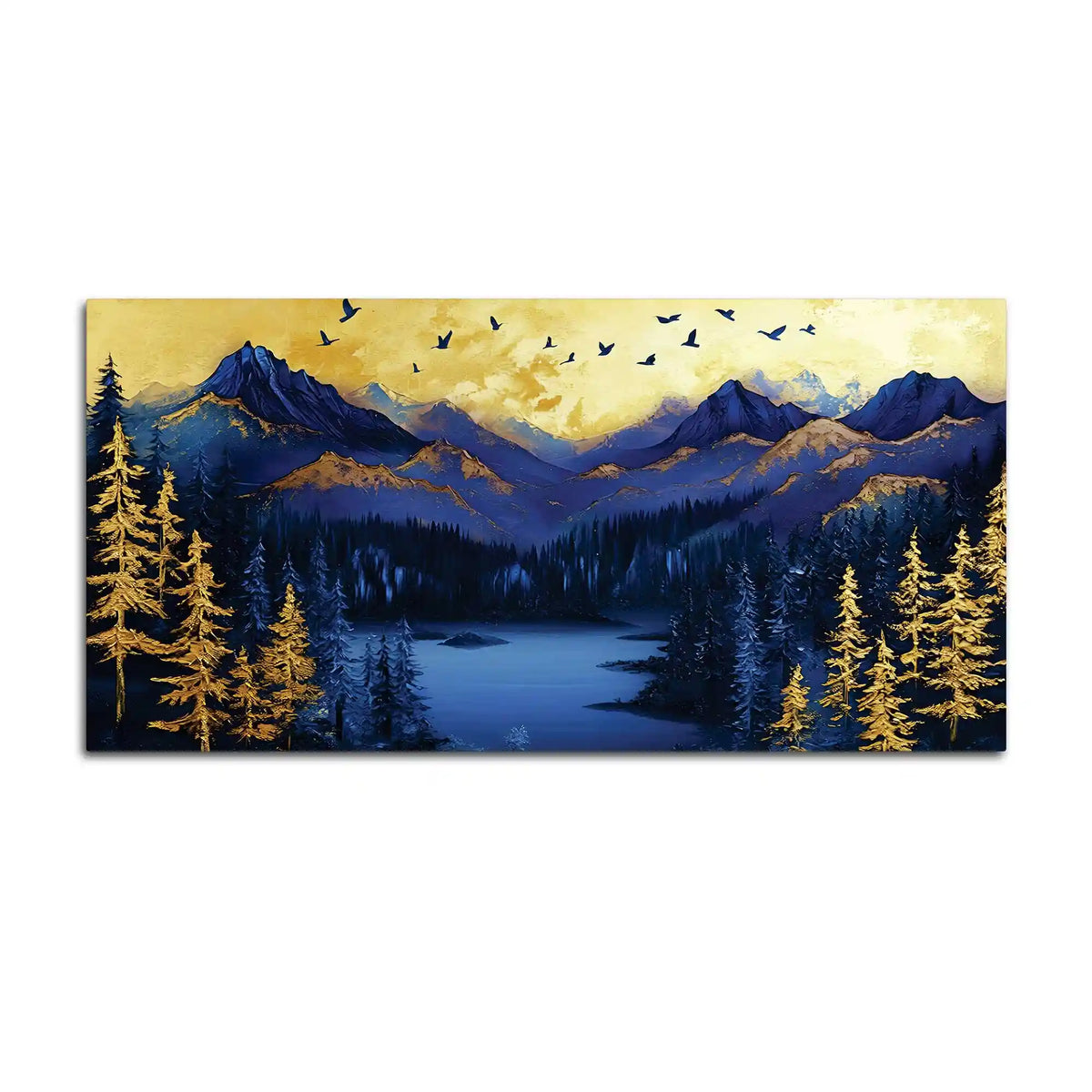 Abstract Mountain Lake Canvas Wall Art Painting for Wall Decor