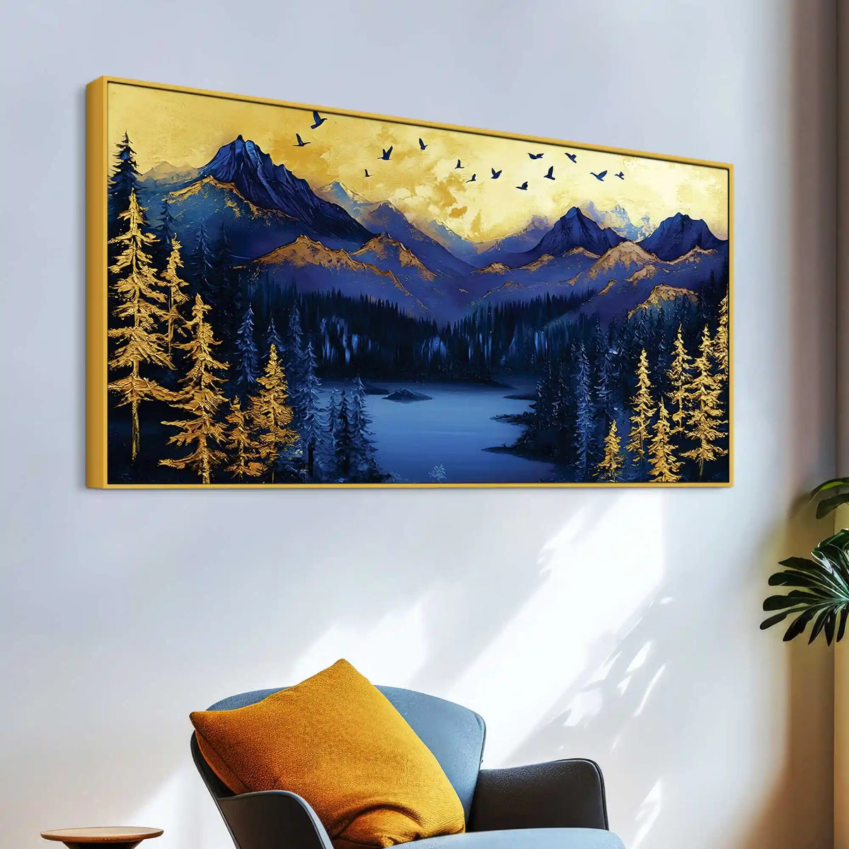 Abstract Mountain Lake Canvas Wall Art Painting for Wall Decor