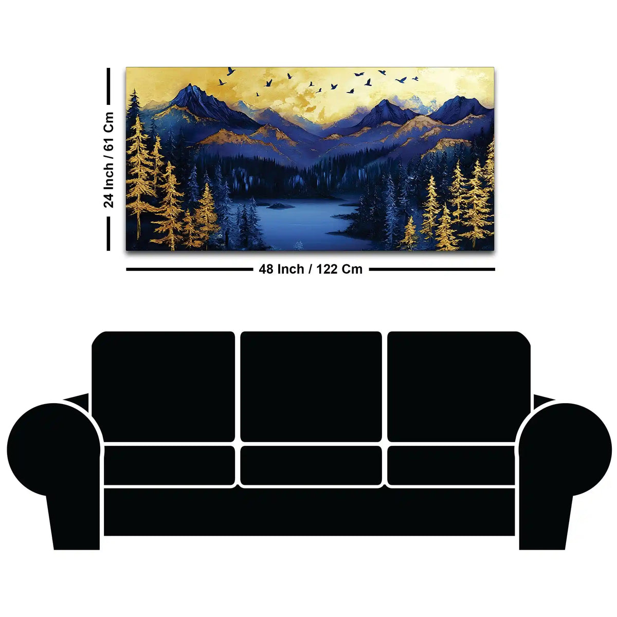 Abstract Mountain Lake Canvas Wall Art Painting for Wall Decor