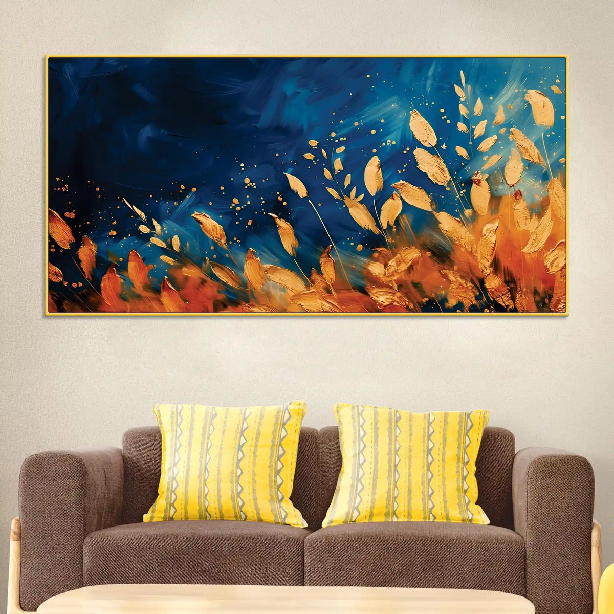 Abstract Nature Leaf Canvas Wall Art Painting for Elegant Interiors