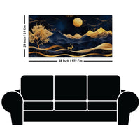 Abstract Night Mountain Deer Canvas Painting