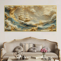 Abstract Ocean Ship Canvas Painting