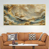 Abstract Ocean Ship Canvas Painting