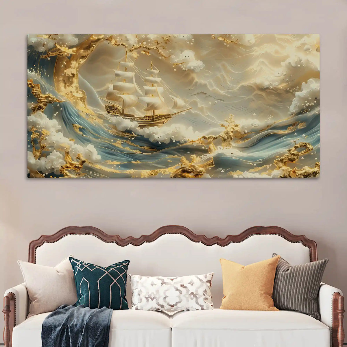 Abstract Ocean Ship Canvas Painting
