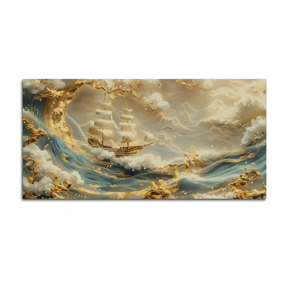 Abstract Ocean Ship Canvas Painting