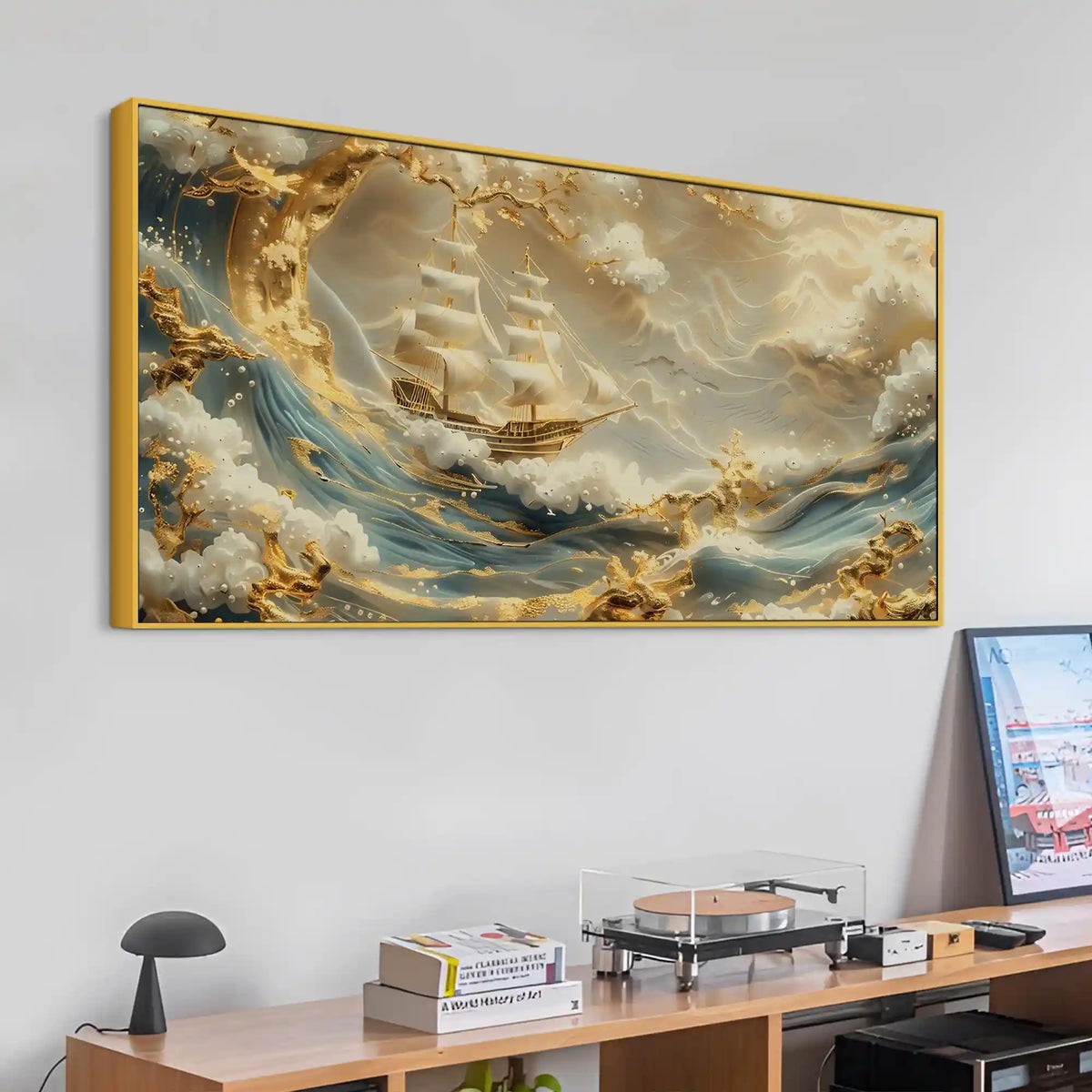 Abstract Ocean Ship Canvas Painting