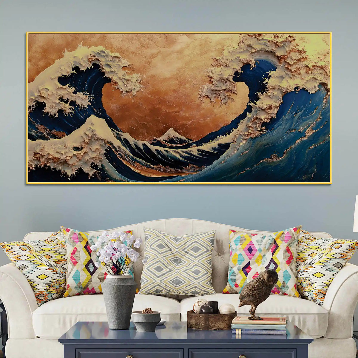 Abstract Ocean Wave Canvas Painting for Home Décor